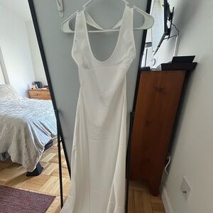White WeWoreWhat halter scoop midi